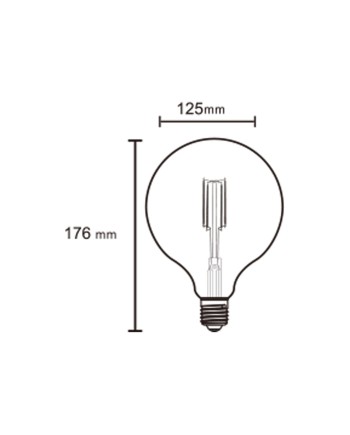 BOMBILLA LED VINTAGE AMBAR  G125 - E27 – 6,5W - 2200K